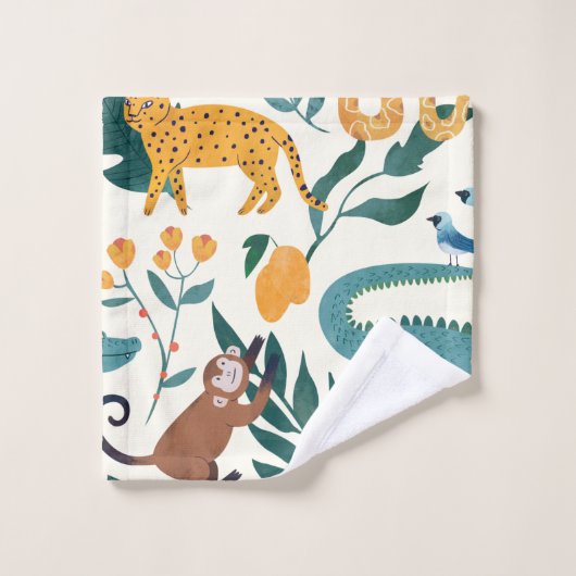 Niedliche Wildtiermuster für Jungen Badhandtuch Set (Waschlappen)
