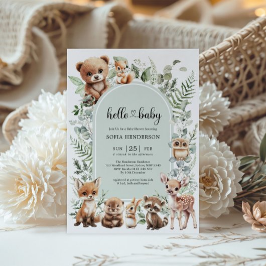 Niedliche Wildwuchs-Tiere Kinderdusche Einladung