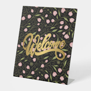 Niedliche, willkommene Blume/Tulpenwiederholung Sockelschild