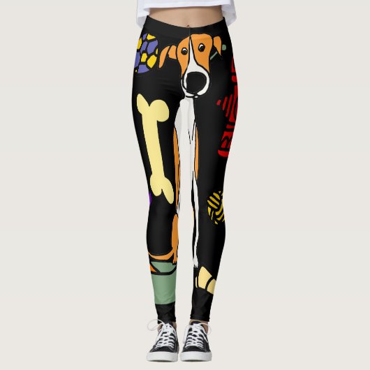Niedliche Windhund-Hunde-und Hundespielwaren-Kunst Leggings (Vorderseite)
