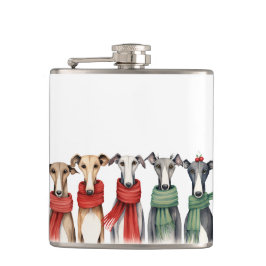 Niedliche Windhunde und Windhunde | Hunde in Scarv Flachmann