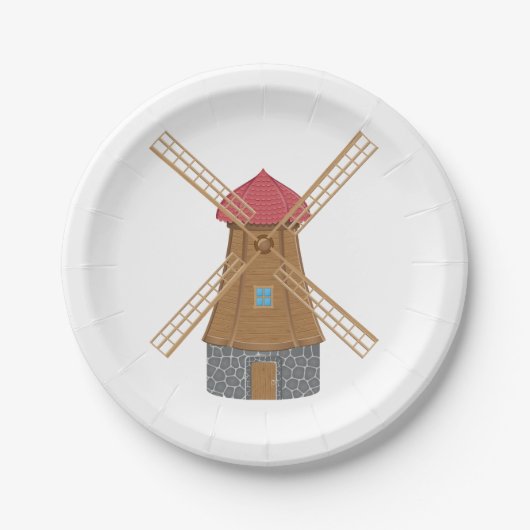 Niedliche Windmühle Pappteller (Vorderseite)