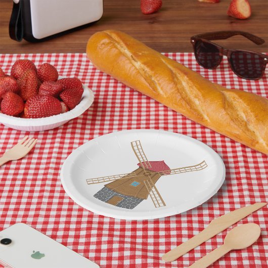 Niedliche Windmühle Pappteller