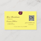 Niedliche Wine Rote Rose Schlicht Gelbe Initialen Visitenkarte (Rückseite)