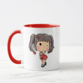 Niedliche Winking Chibi Girl mit Pigtails Tasse (Links)