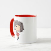 Niedliche Winking Chibi Girl mit Pigtails Tasse (Vorderseite Links)