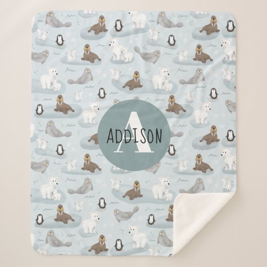 Niedliche Winter Arctic Animes Monogram Kids Sherpadecke (Vorderseite)