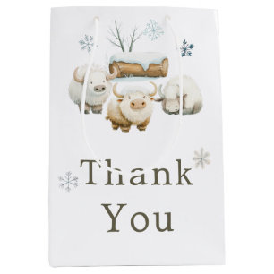 Niedliche Winter Arctic Cow Babydusche Mittlere Geschenktüte