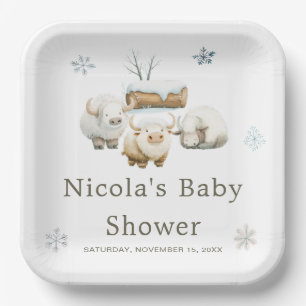 Niedliche Winter Arctic Cow Babydusche Pappteller