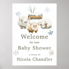 Niedliche Winter Arctic Cow Babydusche Poster