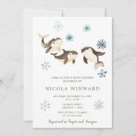 Niedliche Winter Arctic Whale Baby Dusche Einladung