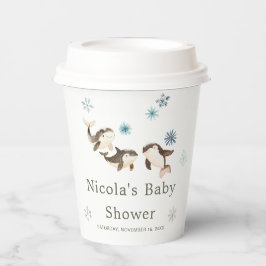 Niedliche Winter Arctic Whale Baby Dusche Pappbecher
