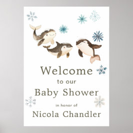 Niedliche Winter Arctic Whale Baby Dusche Poster