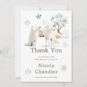 Niedliche Winter Arctic Wolf Babydusche Dankeskarte (Vorderseite)