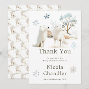 Niedliche Winter Arctic Wolf Babydusche Dankeskarte