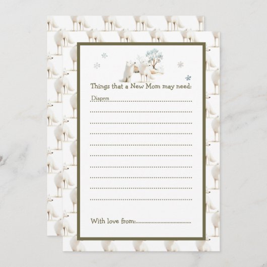 Niedliche Winter Arctic Wolf Babydusche Einladung (Vorne/Hinten)