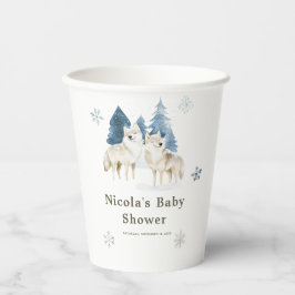 Niedliche Winter Arctic Wolf Babydusche Pappbecher