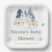 Niedliche Winter Arctic Wolf Babydusche Pappteller (Vorderseite)