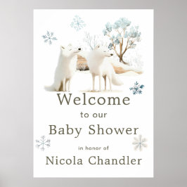 Niedliche Winter Arctic Wolf Babydusche Poster