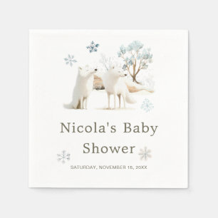 Niedliche Winter Arctic Wolf Babydusche Serviette