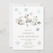 Niedliche Winter Arctic Wolf Geburtstagsparty Einladung (Vorderseite)
