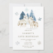 Niedliche Winter Arctic Wolf Geburtstagsparty Einladung (Vorderseite)