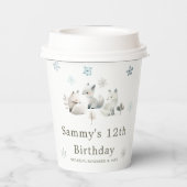 Niedliche Winter Arctic Wolf Geburtstagsparty Pappbecher (Rückseite)