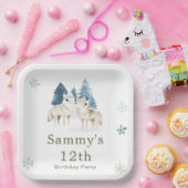 Niedliche Winter Arctic Wolf Geburtstagsparty Pappteller (Party)