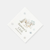 Niedliche Winter Arctic Wolf Geburtstagsparty Serviette (Ecke)