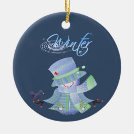 Niedliche Winter-Blues Keramik Ornament