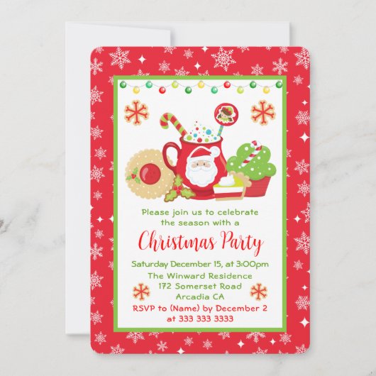 Niedliche Winter Cookies und Kakaoweihnachtsgebäck Einladung (Vorderseite)