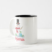Niedliche Winter Happy Snowman Tasse (Vorderseite Links)