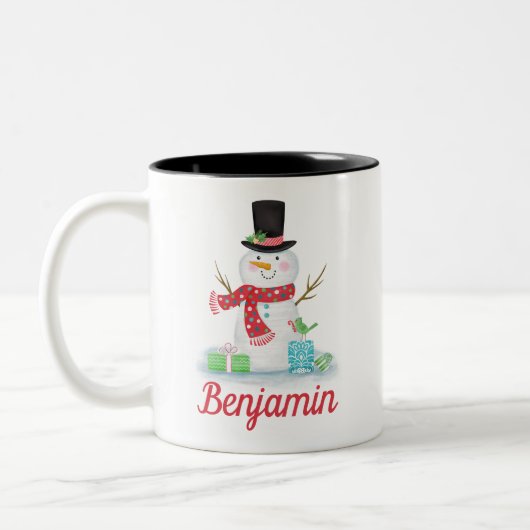 Niedliche Winter Happy Snowman Tasse (Links)