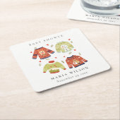 Niedliche Winter Herz Leafy Ugly Sweater Baby Dusc Rechteckiger Pappuntersetzer (angewinkelt)