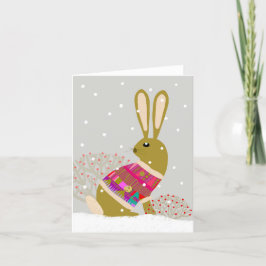 Niedliche Winter Hygge Rabbit BLANK Grußkarte Dankeskarte