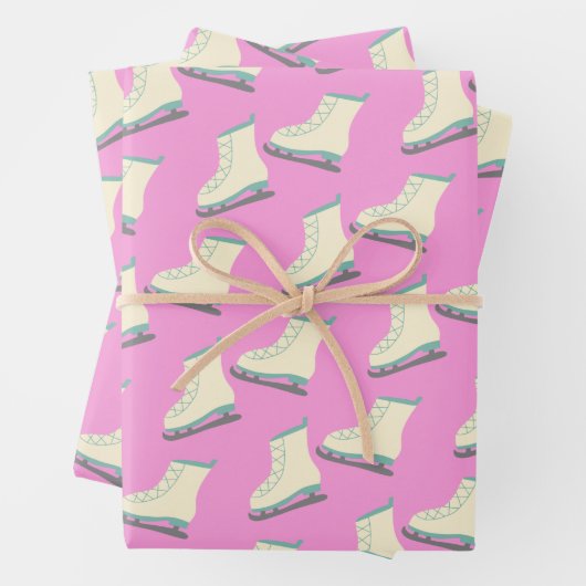 Niedliche Winter Ice Skate Muster in Playful Pink Geschenkpapier Set (Beispiel)