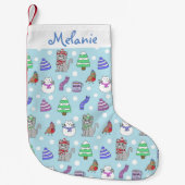 Niedliche Winter-Katzen-Collage Kleiner Weihnachtsstrumpf (Vorderseite)