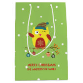 Niedliche Winter Owl WeihnachtsIllustration Mittlere Geschenktüte (Vorderseite)