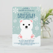 Niedliche Winter-Polar-Bärenkuppe Neutrale Babydus Einladung (Stehend Vorderseite)