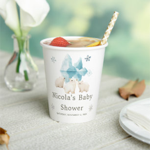 Niedliche Winter Polar Bears Kinderdusche Pappbecher