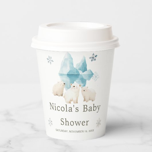 Niedliche Winter Polar Bears Kinderdusche Pappbecher (Vorderseite)
