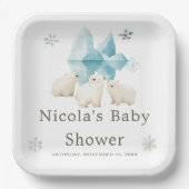 Niedliche Winter Polar Bears Kinderdusche Pappteller (Vorderseite)