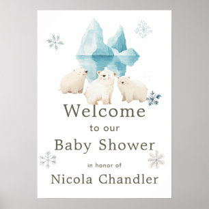 Niedliche Winter Polar Bears Kinderdusche Poster