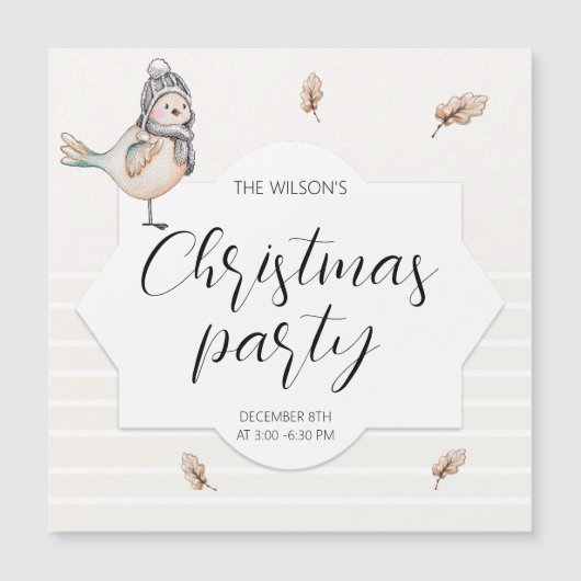 Niedliche Winter Sparrow-Aquarellbilder Magnetkarte (Vorderseite)