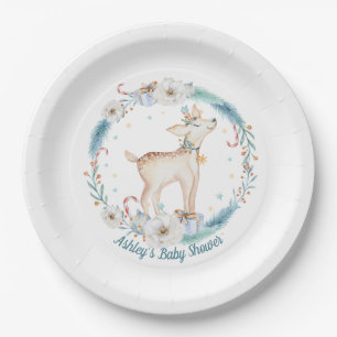 Niedliche Winter Woodland Kinderdusche Pappteller