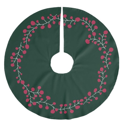 Niedliche Winterbeeren wecken dunkelgrüne Weihnach Polyester Weihnachtsbaumdecke (Vorderseite)