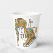 Niedliche Wintereis Skate Strick Strumpf Pappbecher (Vorderseite)