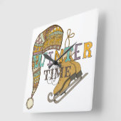 Niedliche Wintereis Skate Strick Strumpf Quadratische Wanduhr (Winkel)