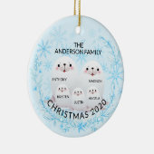 Niedliche Winterfamilie 5 Siegel Weihnachten Keramik Ornament (Rechts)