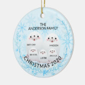 Niedliche Winterfamilie 5 Siegel Weihnachten Keramik Ornament (Links)